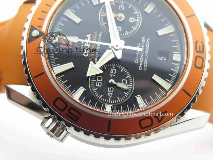 0513 Planet Ocean Master Chrono 45mm SS OM 1:1 Best Edition Black Dial On Orange Rubber Strap A Attractive 8170